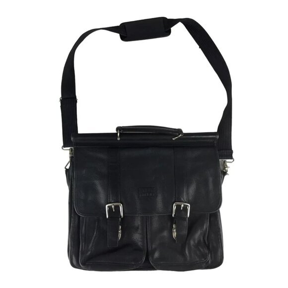 Wilsons Leather Unisex Black Pelle Studio Detachable Strap Divider Briefcase Bag - Picture 1 of 11